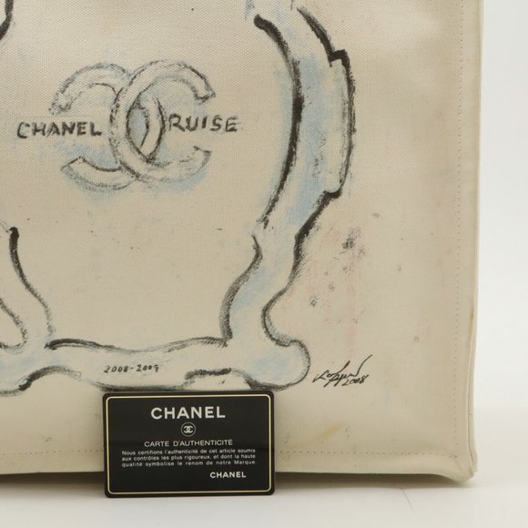 CHANEL Coco Mark Tote Bag Large Shoulder Canvas Ivory 6069 - Picture 8 of 8